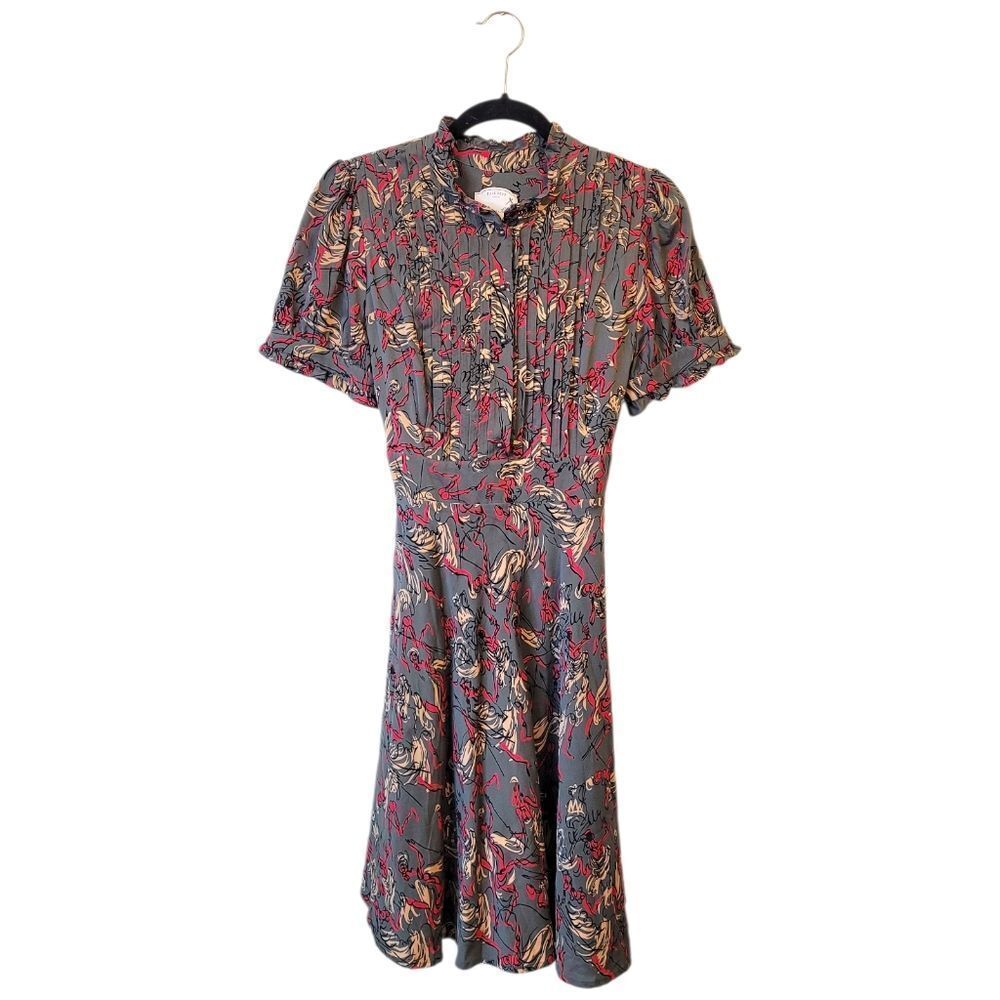 Mais En Scene By Ruffian Anthro Twee Abstract Print Silk Dress Size 12